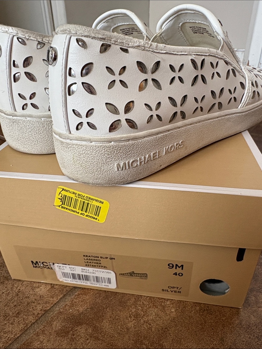 Michael Kors White Laser-Cut Slip-On Sneakers - Picture 3 of 3